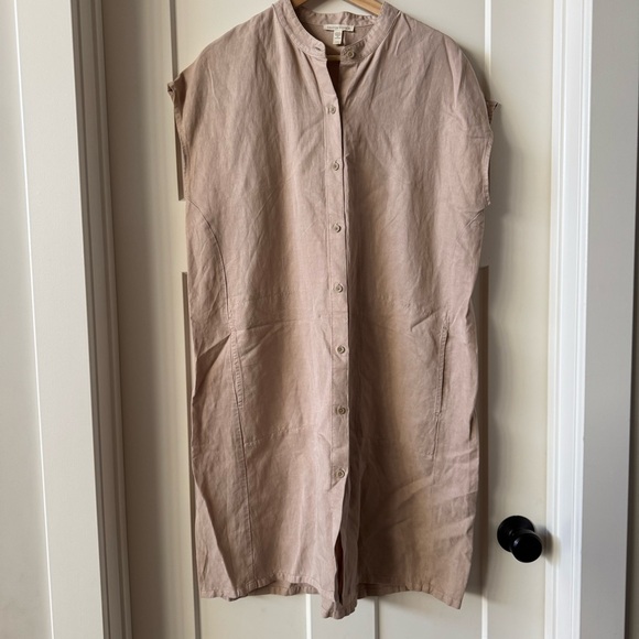 Eileen Fisher Dresses & Skirts - Eileen Fisher Tencel & Linen Button Front Casual Dress size Medium